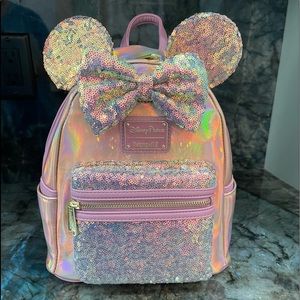 NEW with tags Disney Loungefly 50th Anniversary EARidescent Pink Mini Backpack
